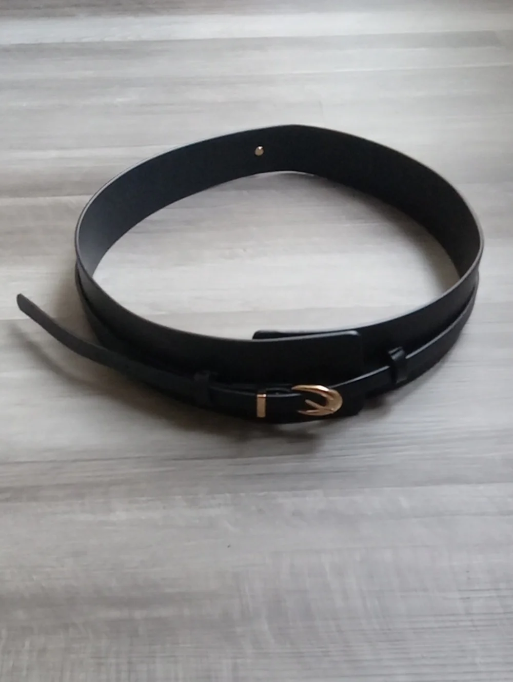 BRAND NEW NWT Black Wide Waist Belt with Gold Buckle 37-41